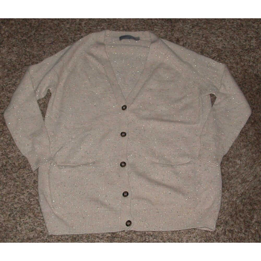STITCH PLAY Sparkly Speckled Sz Small Lightweight Wool Blend Cardigan Sweater